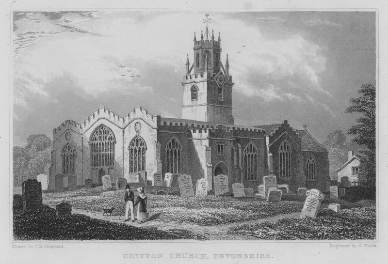 Colyton Church, Devonshire (gravyr) av Thomas Hosmer (after) Shepherd