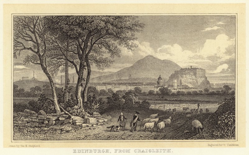 Edinburgh, från Craigleith (gravyr) av Thomas Hosmer (after) Shepherd