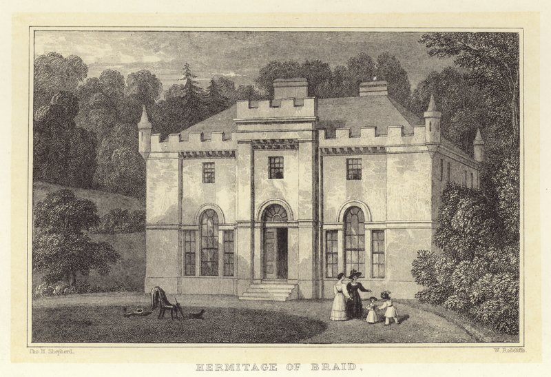 Hermitage of Braid (gravyr) av Thomas Hosmer (after) Shepherd