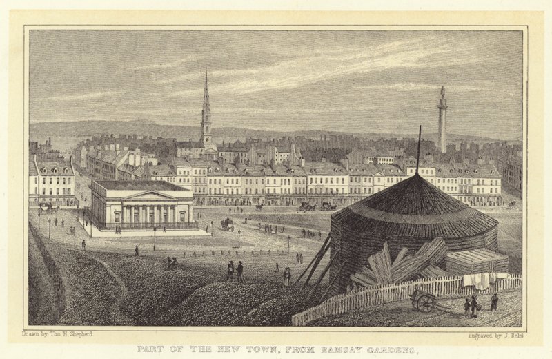 En del av den nya staden, från Ramsay Gardens (gravyr) av Thomas Hosmer (after) Shepherd