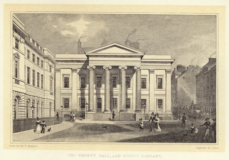 Länshuset och signetbiblioteket (gravyr) av Thomas Hosmer (after) Shepherd