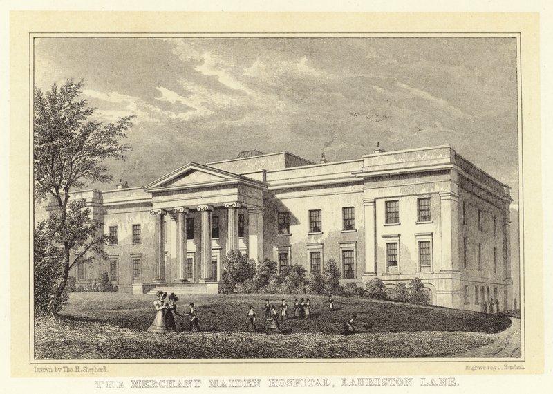 The Merchant Maiden Hospital, Lauriston Lane (gravyr) av Thomas Hosmer (after) Shepherd
