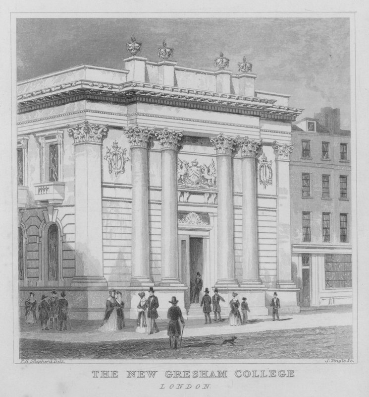 The New Gresham College, London (gravyr) av Thomas Hosmer (after) Shepherd