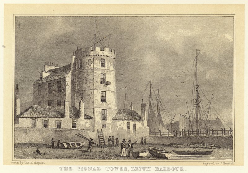 Signaltornet, Leith Harbor (gravyr) av Thomas Hosmer (after) Shepherd