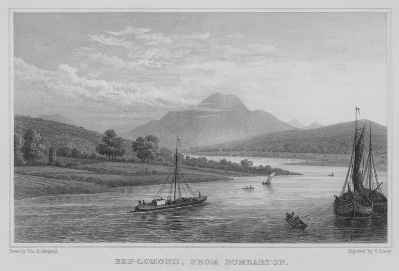 Ben-Lomond, från Dumbarton (gravyr) av Thomas Hosmer Shepherd