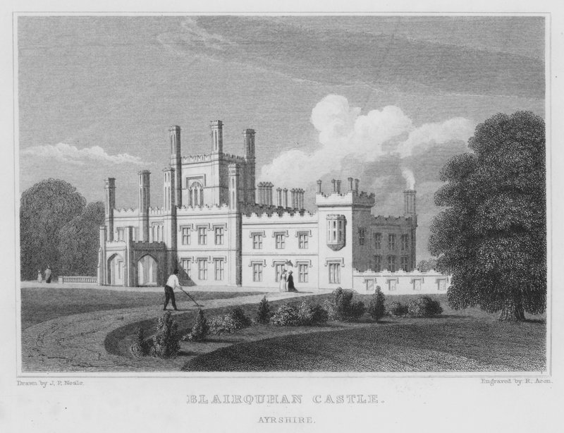 Blairquhan Castle, Ayrshire (gravyr) av Thomas Hosmer Shepherd