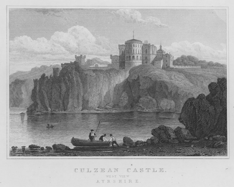 Culzean Castle, West View, Ayrshire (gravyr) av Thomas Hosmer Shepherd