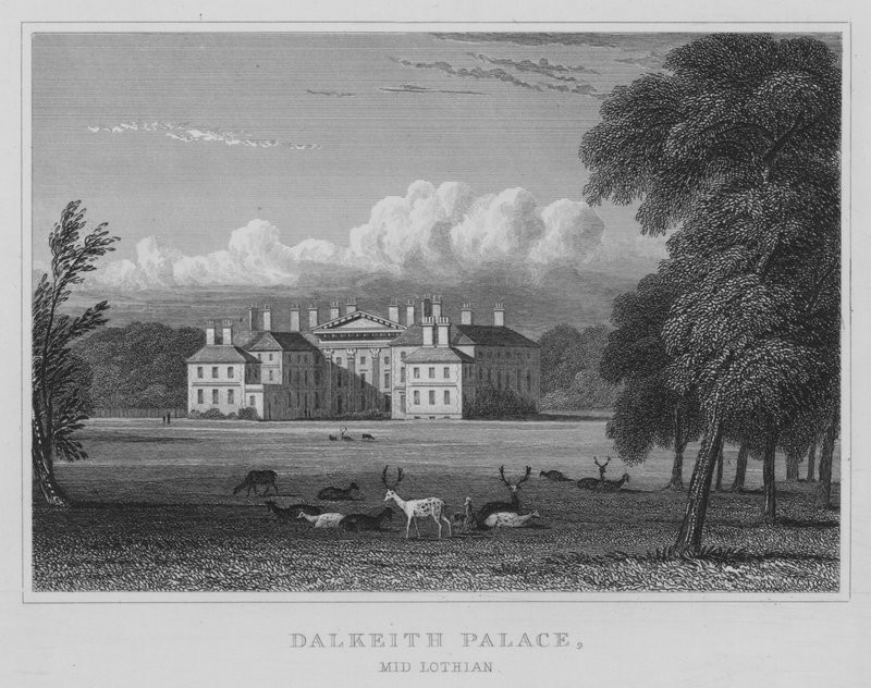 Dalkeith Palace, Mid Lothian (gravyr) av Thomas Hosmer Shepherd