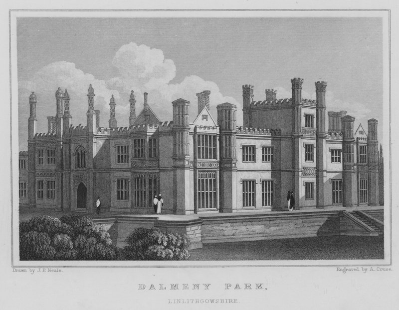 Dalmeny Park, Linlithgowshire (gravyr) av Thomas Hosmer Shepherd