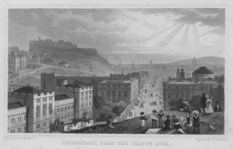 Edinburgh, från Calton Hill (gravyr) av Thomas Hosmer Shepherd