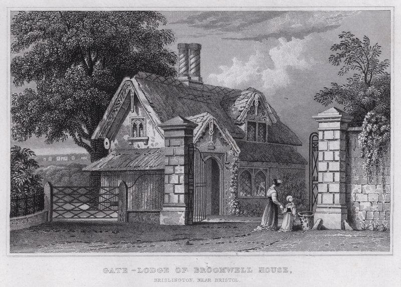 Gate-Lodge of Broomwell House, Brislington, nära Bristol (gravyr) av Thomas Hosmer Shepherd