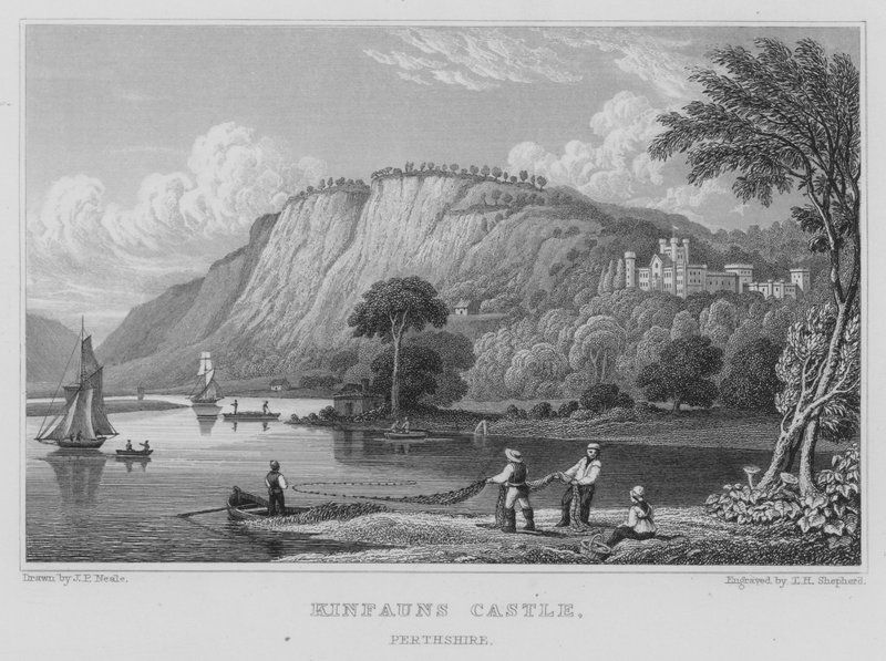 Kinfauns Castle, Perthshire (gravyr) av Thomas Hosmer Shepherd