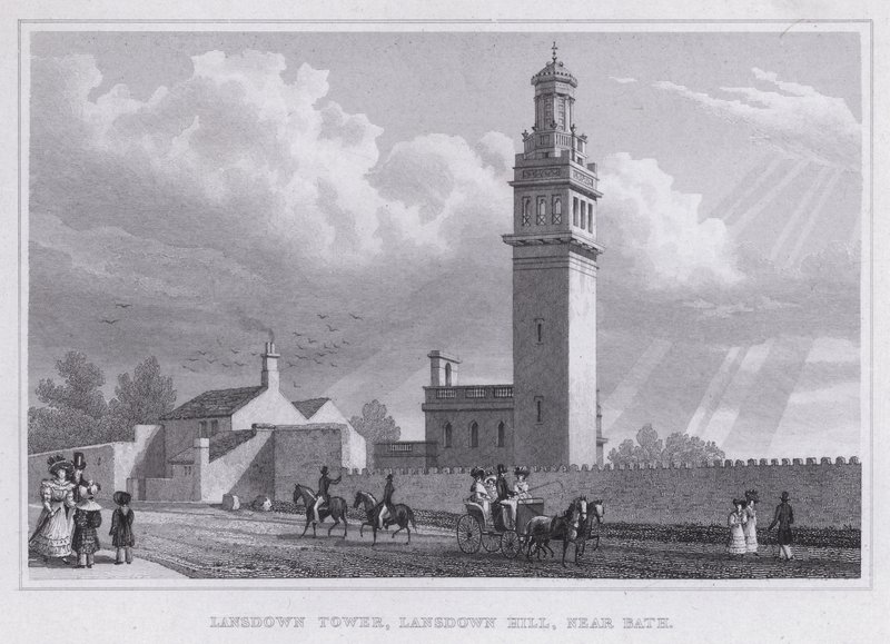 Lansdown Tower, Lansdown Hill, nära Bath (gravyr) av Thomas Hosmer Shepherd