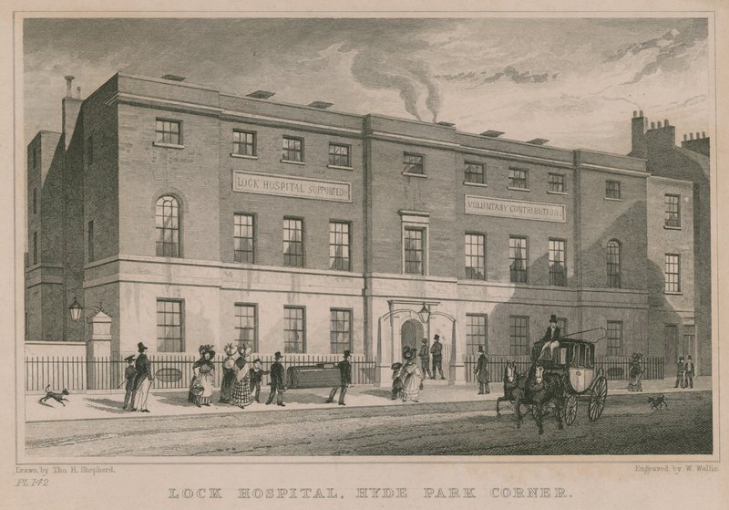 Lock Hospital, Hyde Park Corner, London av Thomas Hosmer Shepherd