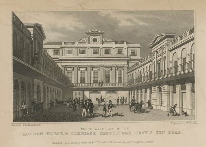 London Horse und Carriage Repository av Thomas Hosmer Shepherd