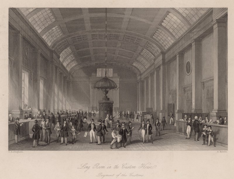 Long Room i Custom House, London, för betalning av tullavgifter av Thomas Hosmer Shepherd