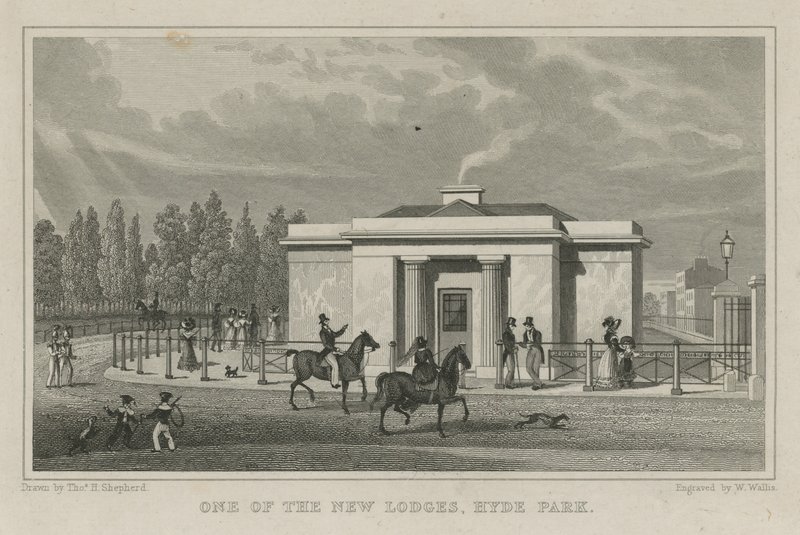 En av de nya logerna, Hyde Park, London av Thomas Hosmer Shepherd