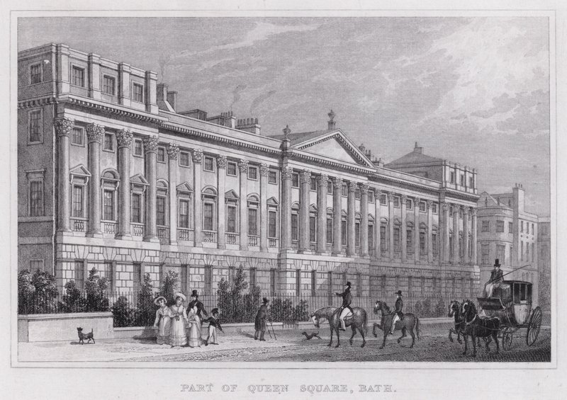Del av Queen Square, Bath (gravyr) av Thomas Hosmer Shepherd