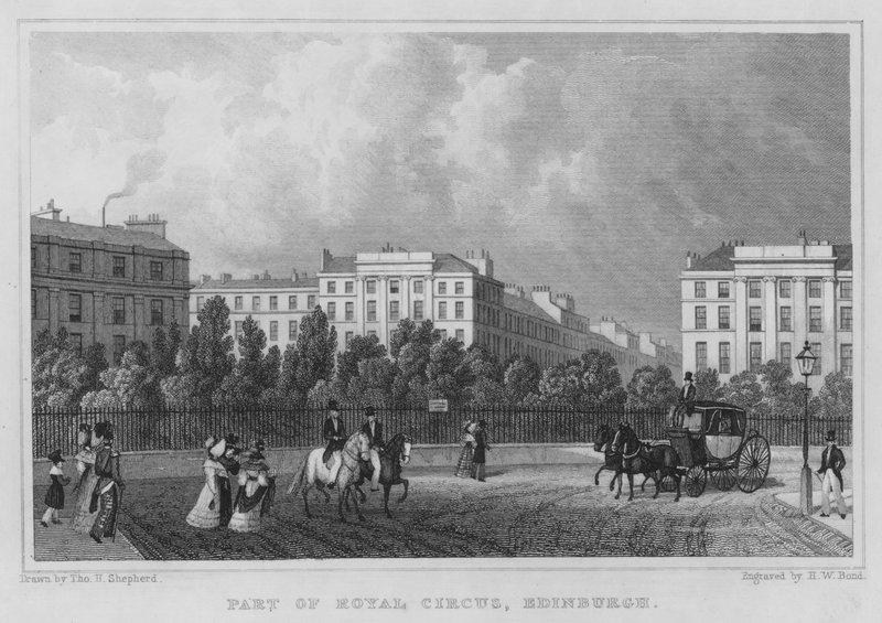 Del av Royal Circus, Edinburgh (gravyr) av Thomas Hosmer Shepherd