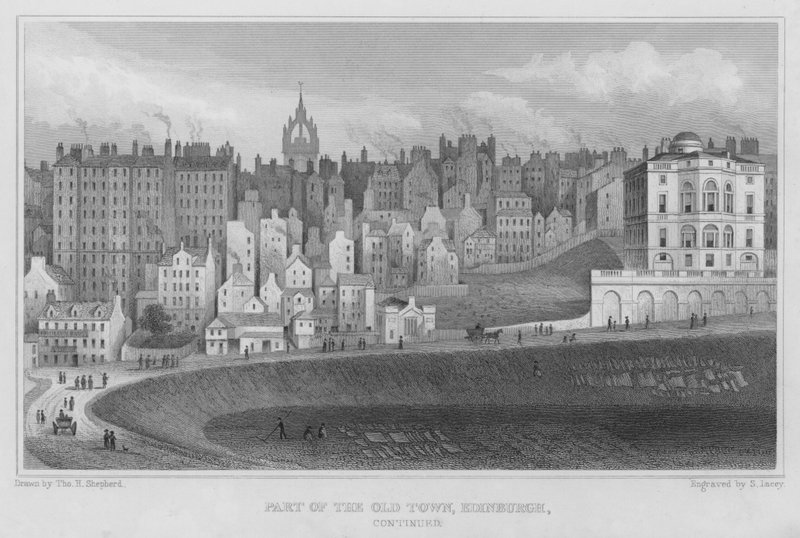 En del av Gamla Stan, Edinburgh (gravyr) av Thomas Hosmer Shepherd