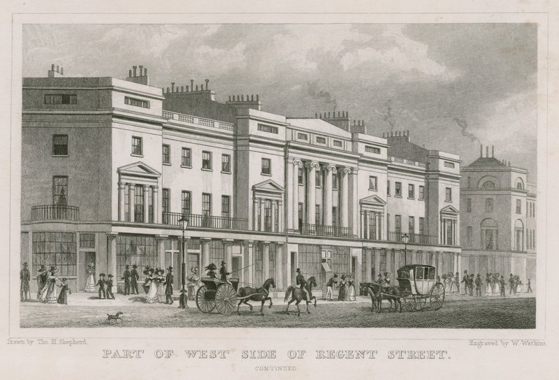 En del av västra sidan av Regent Street, London av Thomas Hosmer Shepherd
