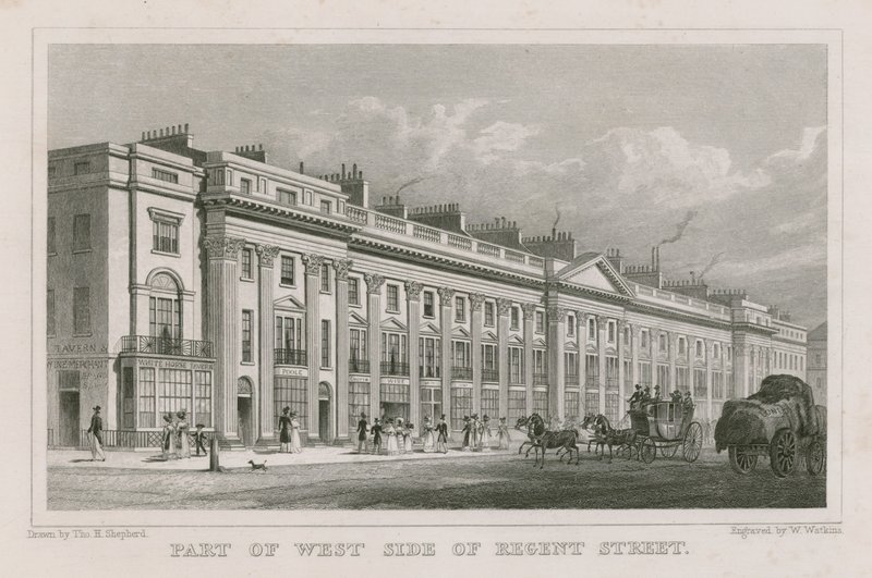 En del av västra sidan av Regent Street, London av Thomas Hosmer Shepherd