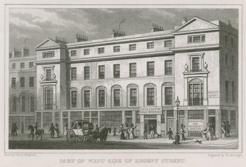 Del av den västra sidan av Regent Street, London av Thomas Hosmer Shepherd
