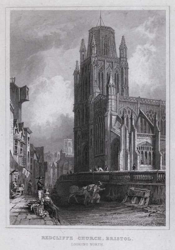 Redcliffe Church, Bristol, ser norrut (gravyr) av Thomas Hosmer Shepherd