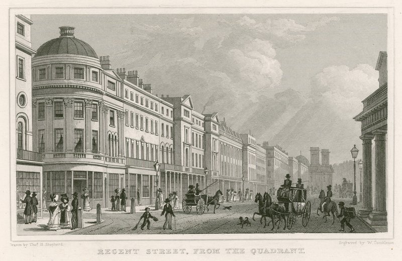 Regent Street, London, från kvadranten av Thomas Hosmer Shepherd