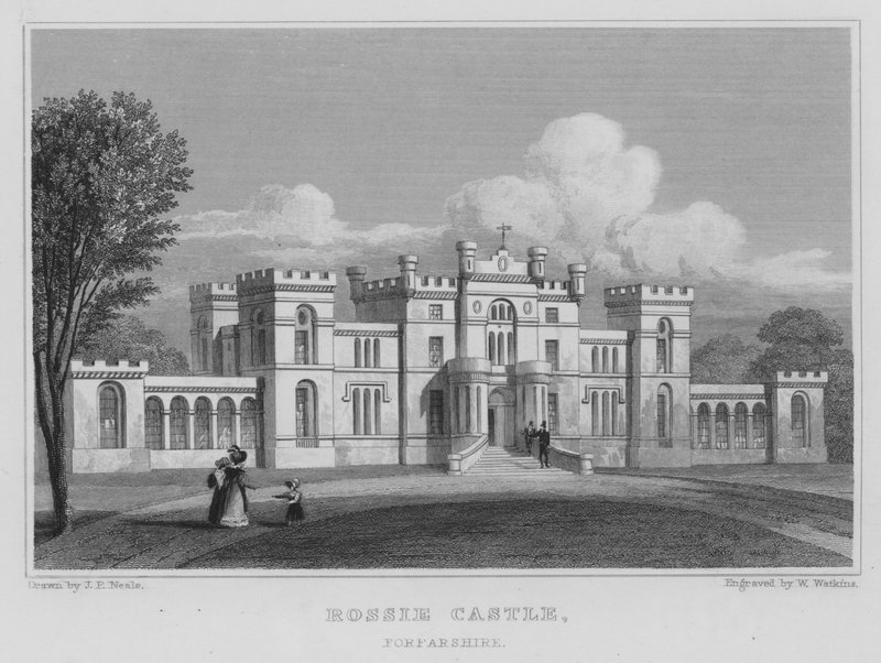 Rossie Castle, Forfarshire (gravyr) av Thomas Hosmer Shepherd