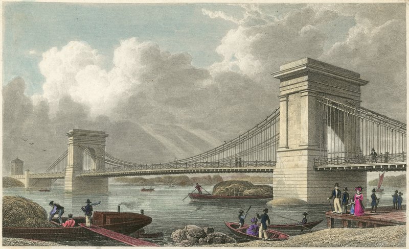Hängbro över Themsen vid Hammersmith av Thomas Hosmer Shepherd