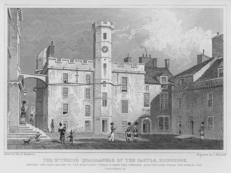 Den inre fyrkanten av slottet, Edinburgh (gravyr) av Thomas Hosmer Shepherd
