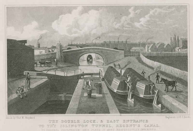 Dubbelslussen och östra ingången till Islington-tunneln av Thomas Hosmer Shepherd