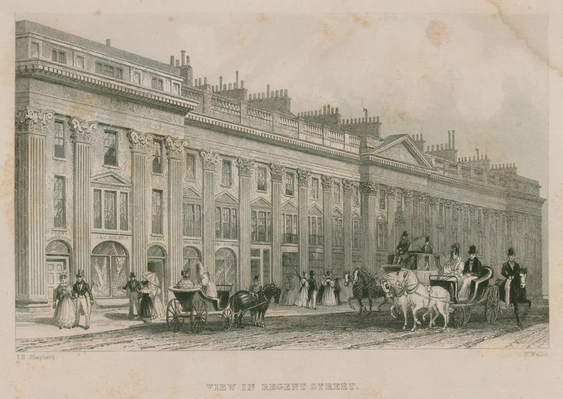 Vy över Regent Street, London, västra sidan av Thomas Hosmer Shepherd