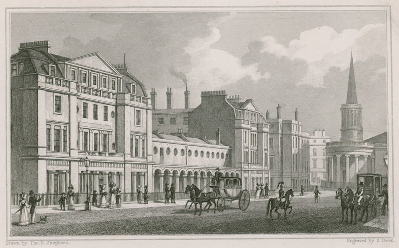 Västra sidan av Langham Place, Marylebone, London, inklusive All Souls Church av Thomas Hosmer Shepherd