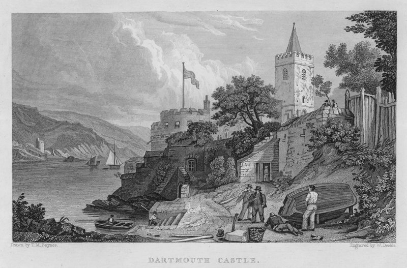 Dartmouth Castle (gravyr) av Thomas Mann (after) Baynes