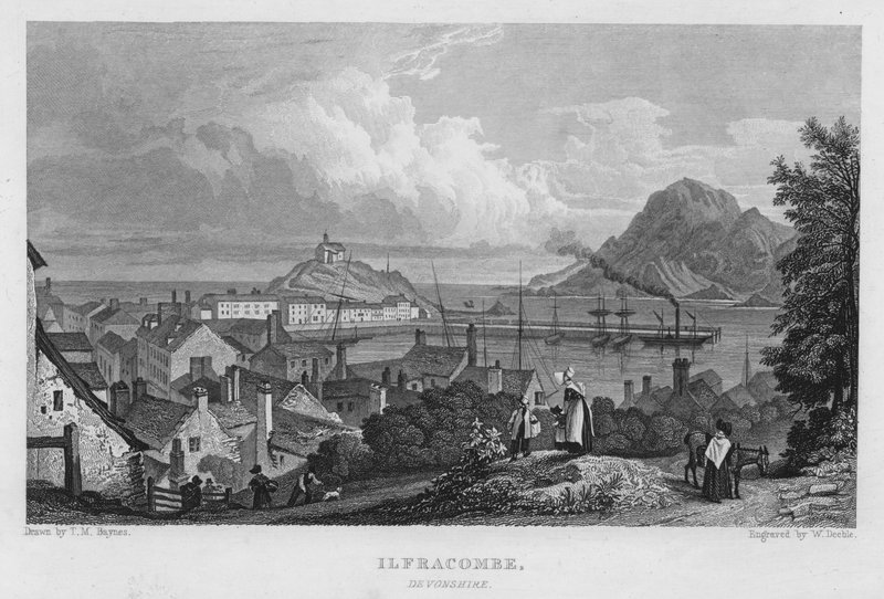 Ilfracombe, Devonshire (gravyr) av Thomas Mann (after) Baynes