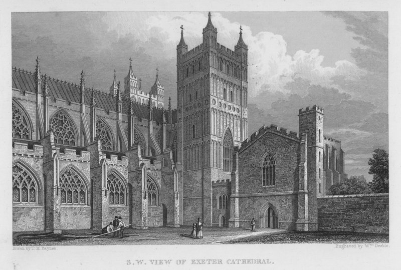 South West View of Exeter Cathedral (gravyr) av Thomas Mann (after) Baynes