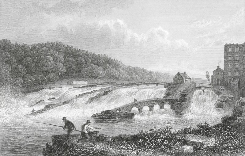 Laxhoppet i Coleraine, Co Londonderry (gravyr) av Thomas Mann (after) Baynes