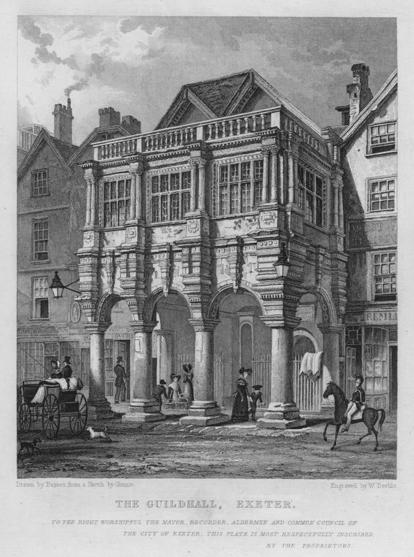 The Guildhall, Exeter (gravyr) av Thomas Mann (after) Baynes