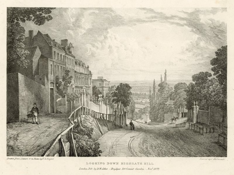 Tittar nedför Highgate Hill, London av Thomas Mann Baynes