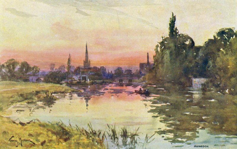 Floden Themsen: Abingdon (färglitografi) av Thomas Maybank