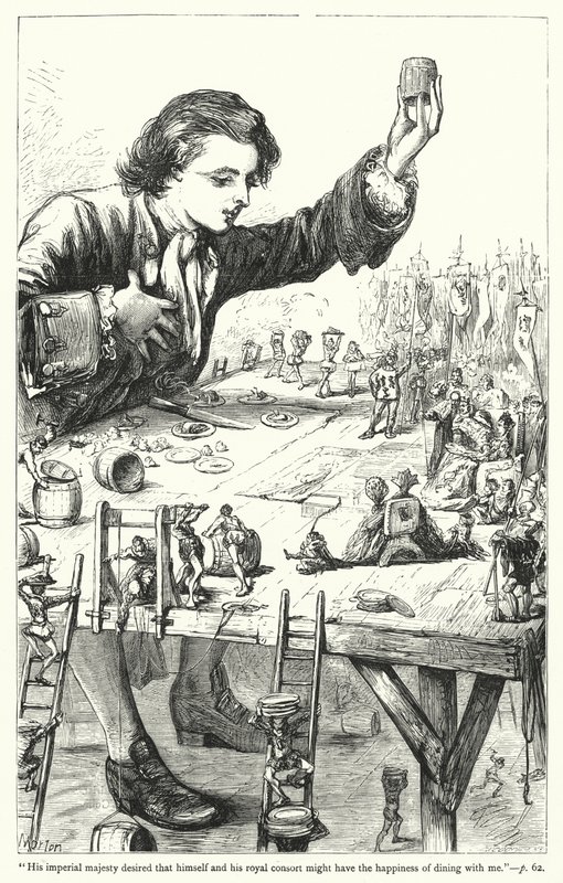 Illustration för Gullivers resor av Jonathan Swift (gravyr) av Thomas Morten