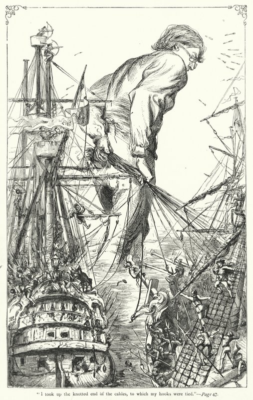 Illustration för Gullivers resor av Jonathan Swift (gravyr) av Thomas Morten