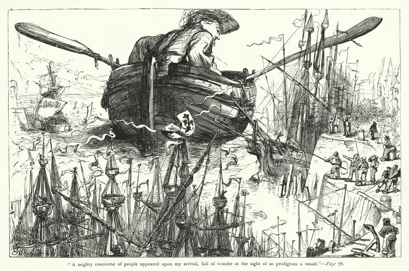Illustration för Gullivers resor av Jonathan Swift (gravyr) av Thomas Morten