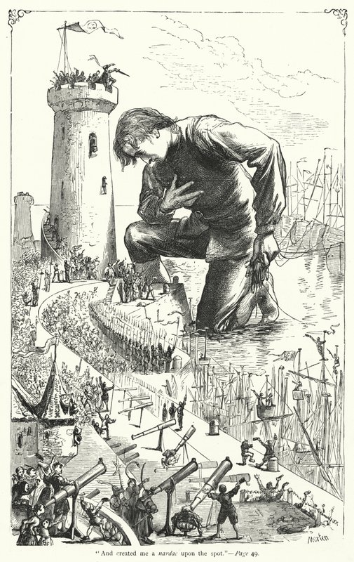 Illustration för Gullivers resor av Jonathan Swift (gravyr) av Thomas Morten