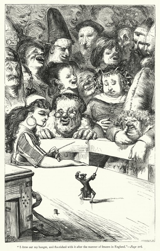 Illustration för Gullivers resor av Jonathan Swift (gravyr) av Thomas Morten