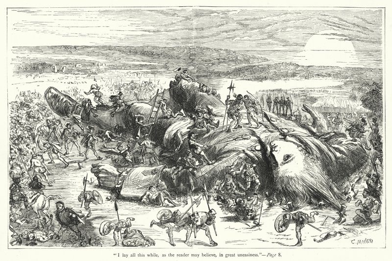 Illustration för Gullivers resor av Jonathan Swift (gravyr) av Thomas Morten