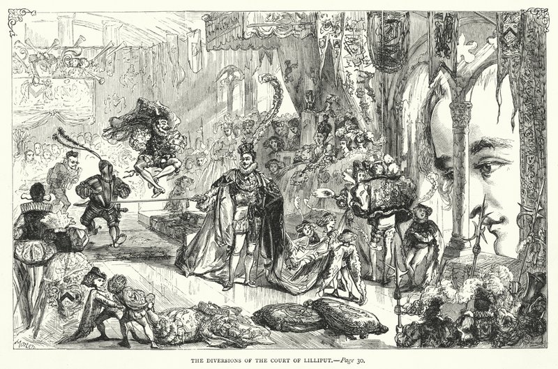 Illustration för Gullivers resor av Jonathan Swift (gravyr) av Thomas Morten