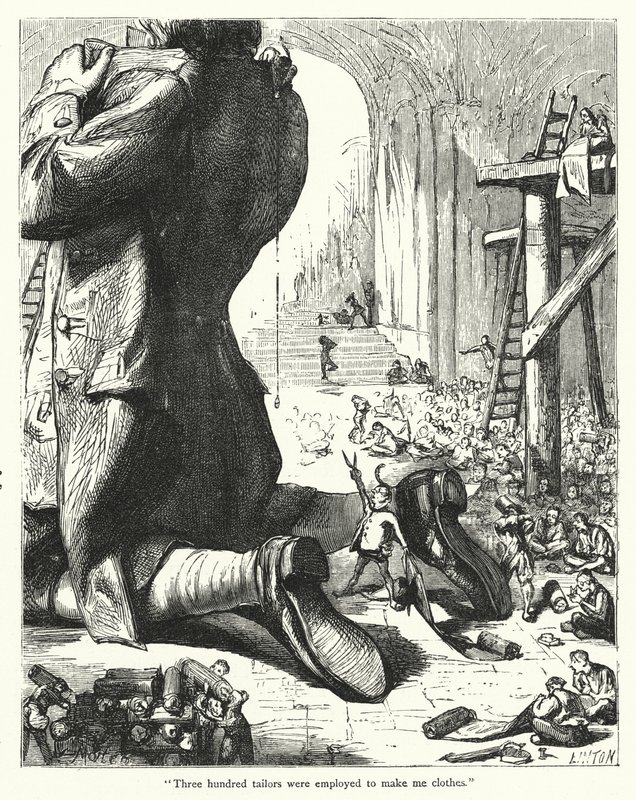 Illustration för Gullivers resor av Jonathan Swift (gravyr) av Thomas Morten
